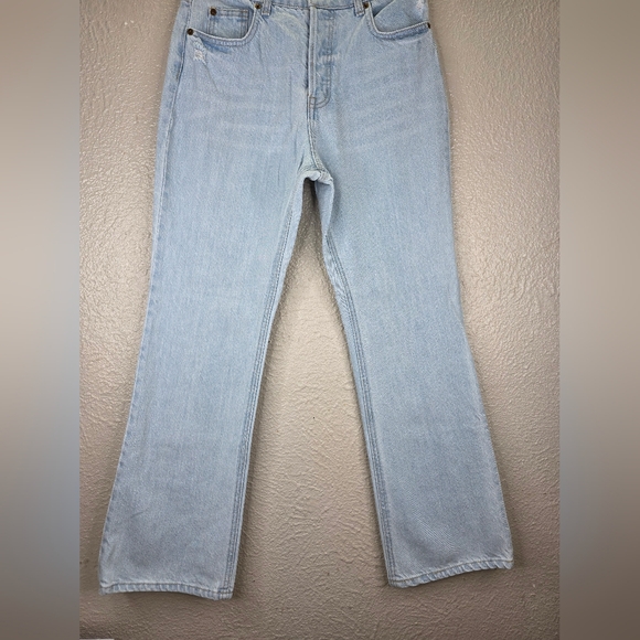 H&M Womens Button Fly High Waist Wide Leg Light Denim Jeans 100% Cotton Size 6 - Picture 5 of 15